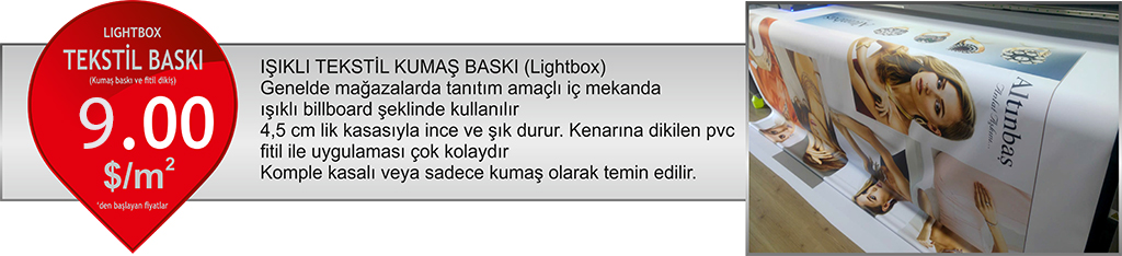 lightbox kumaş baskı